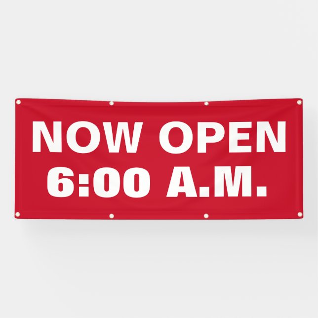 Now Open Custom Time Business Banner (Horizontal)