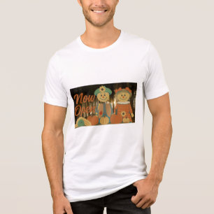 Now Open Scenic Fall Harvest Thanksgiving Scarecro Tri-Blend Shirt