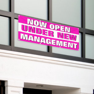 Now Open Under New Management Small Business Banner