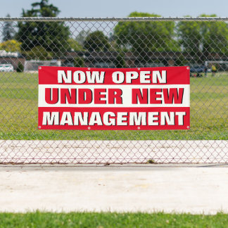 Now Open Under New Management Small Business Banner