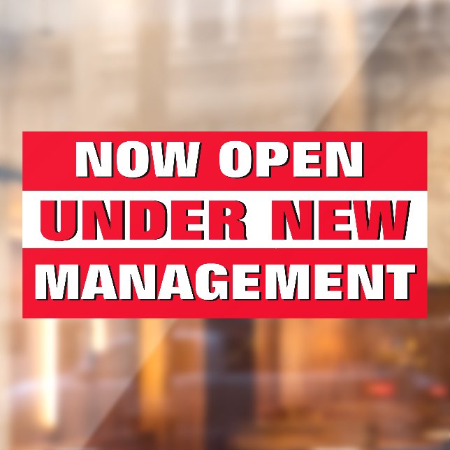 Now Open Under New Management Small Business  Window Cling (Sheet 2)