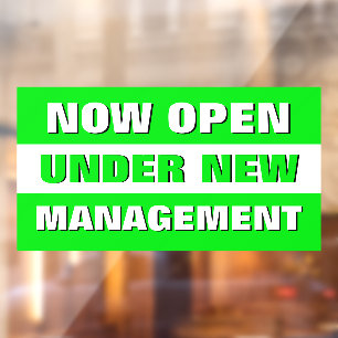 Now Open Under New Management Small Business Window Cling