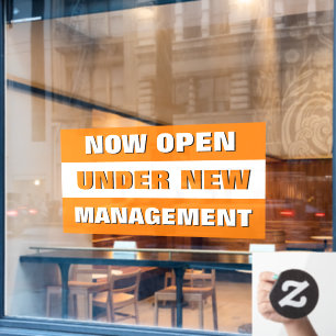 Now Open Under New Management Small Business Window Cling