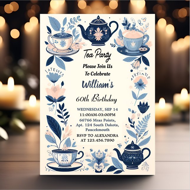 Now Royal Chic Adult Fairy Tea Party 60th Birthday Invitation (Creator Uploaded)