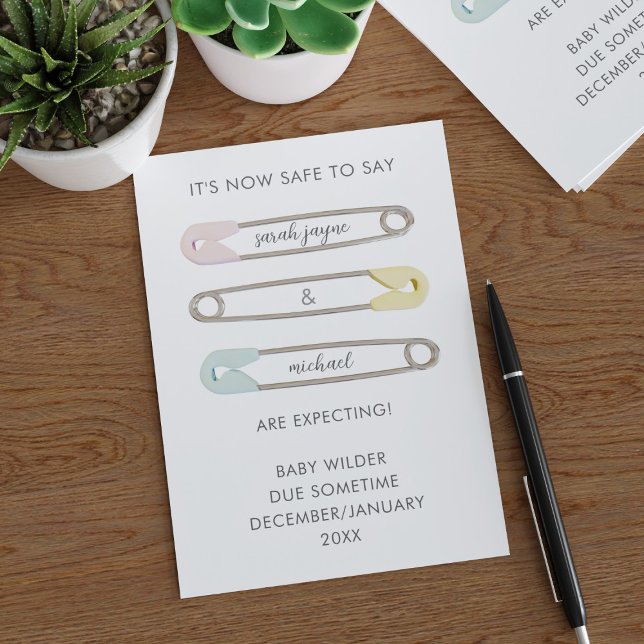 Now Safe To Say Expecting Safety Pins Pregnancy Announcement (Creator Uploaded)