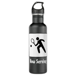 Now Serving Tennis Player Street Sign With Text 710 Ml Water Bottle