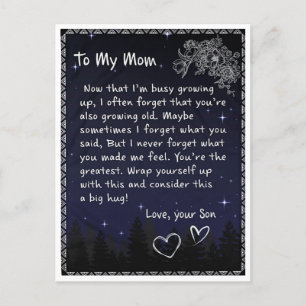 Now That I'm Busy Growing Up - Son To Mum Postcard