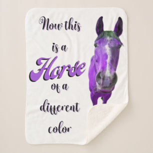 Now This Is A Horse Of A Different Colour Purple Sherpa Blanket