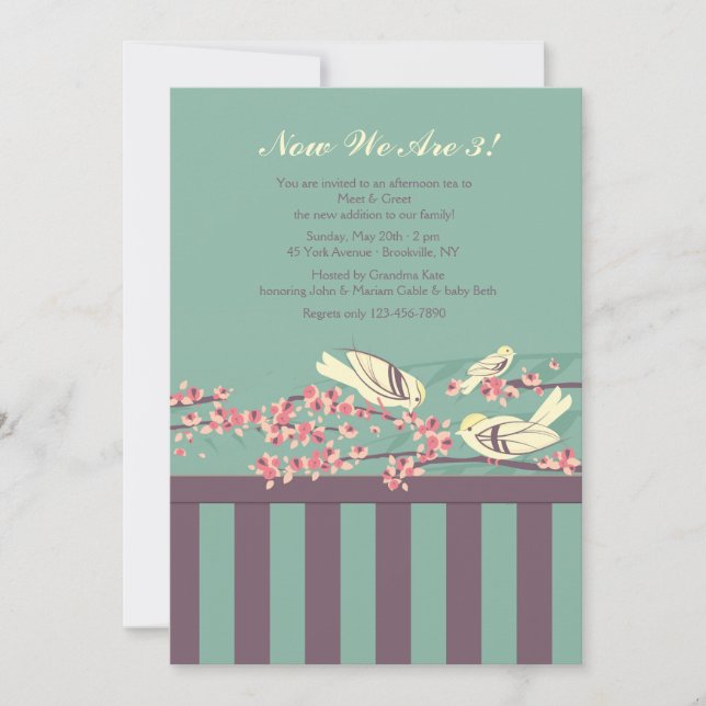 Now We Are Three Meet & Greet Invitation (Front)