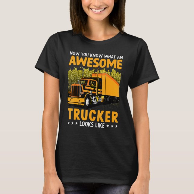 Now You Know What An Awesome Trucker Looks Like T-Shirt (Front)