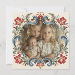 Nowegian Christmas Rosemaling Photo Holiday Card