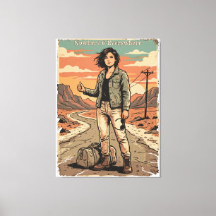 Nowhere & Everywhere Vintage Travel Poster Aesthet Canvas Print