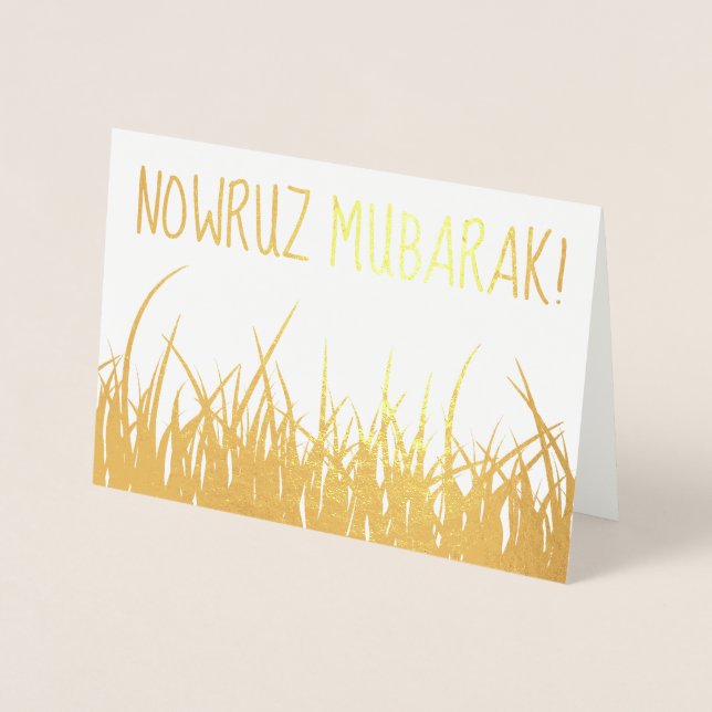 nowruz mubarak! gold foil wheatgrass card (Front)