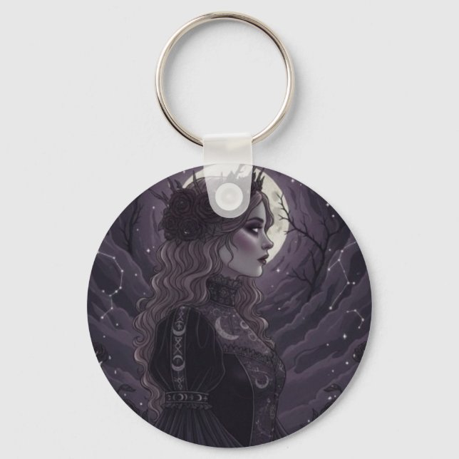 NOX FLORESCENS - Dark Gothic Queen of Roses and St Key Ring (Front)