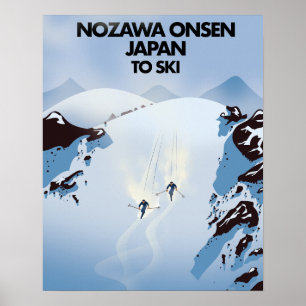 Nozawa Onsen Japan ski print. Poster