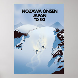Nozawa Onsen Japan ski print. Poster