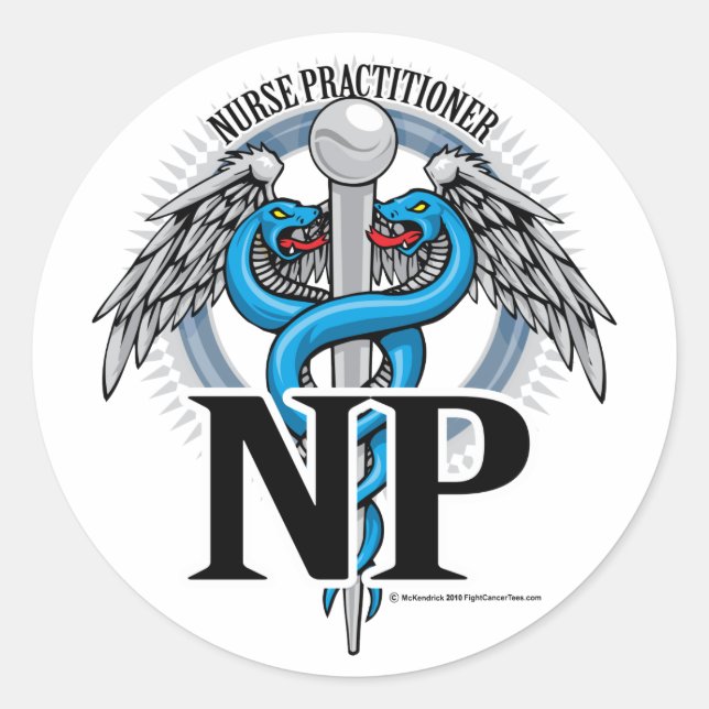 NP Blue Caduceus Classic Round Sticker (Front)
