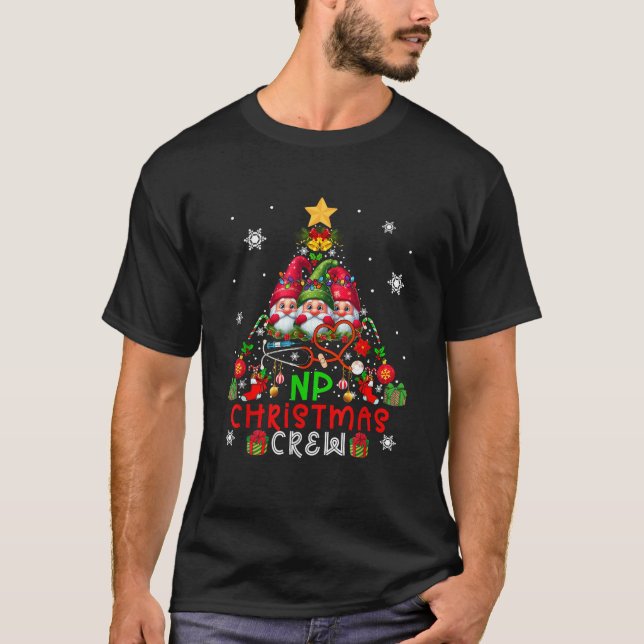 NP Christmas Crew Three Gnomes Stethoscopes Xmas T T-Shirt (Front)