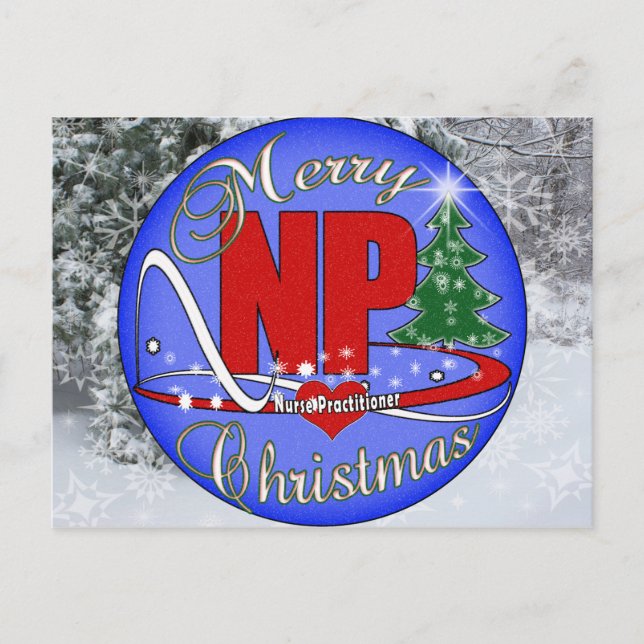 NP CHRISTMAS MERRY - NURSE PRACTITIONER HOLIDAY POSTCARD (Front)