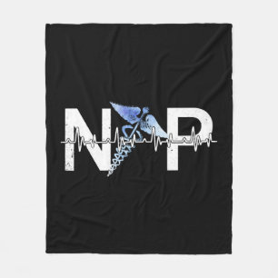 Np Heartbeat Nurse Practitioner Certified Nursing Fleece Blanket