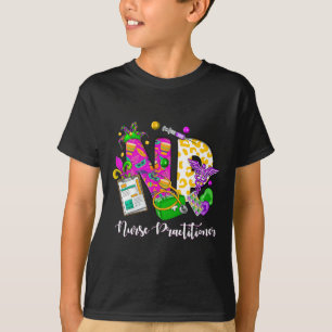 Np Nurse Practitioner Cute Mardi Gras Girl Women  T-Shirt