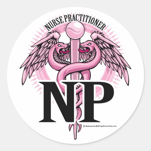 NP PINK Caduceus Classic Round Sticker (Front)