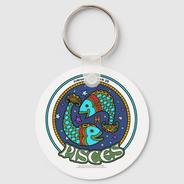 NP Pisces 2.25" Basic Button Keychain (Front)