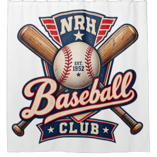NRH Baseball Club 1952 Vintage Baseball Shower Cur Curtain