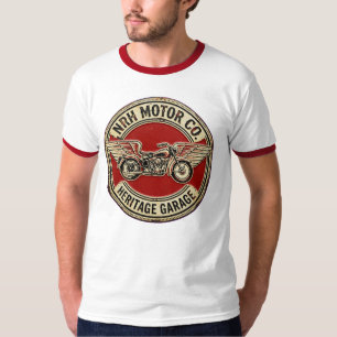 NRH Motor Co. Vintage Motorcycle Heritage Garage R T-Shirt