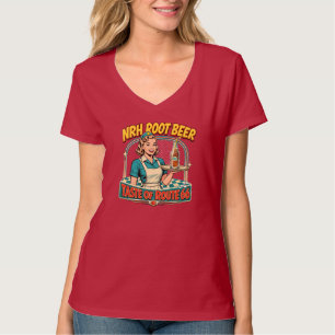 NRH Root Beer Route 66 Retro Diner Women’s V-Neck T-Shirt