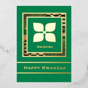 Nsirewa Happy Kwanzaa (Green) Foil Holiday Card