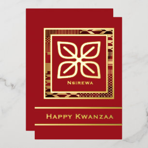 Nsirewa Happy Kwanzaa (Red   Outlined) Foil Holiday Card