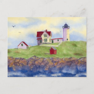 Nubble Light House York Maine Postcard