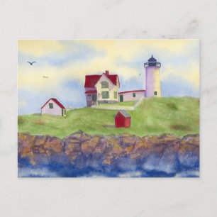 Nubble Light House York Maine Postcard