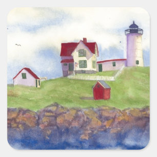 Nubble Light House York Maine Square Sticker