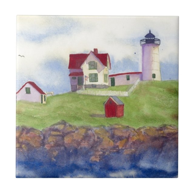 Nubble Light House York Maine Tile (Front)