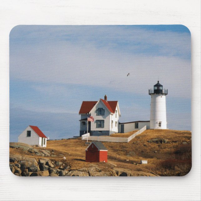 Nubble Light Lighthouse Cape Neddick Maine Mouse Mat (Front)
