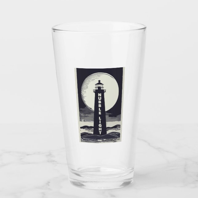 Nubble Light Maine Lighthouse Moon Glass (Front)