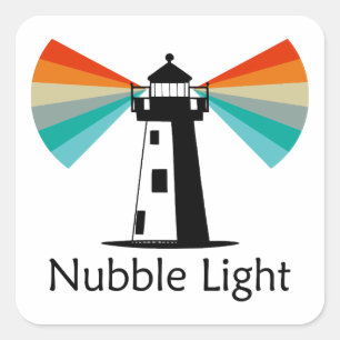 Nubble Light Maine Rainbow Square Sticker