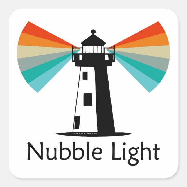 Nubble Light Maine Rainbow Square Sticker (Front)