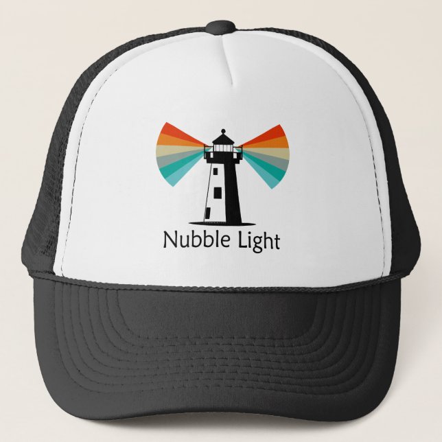 Nubble Light Maine Rainbow Trucker Hat (Front)