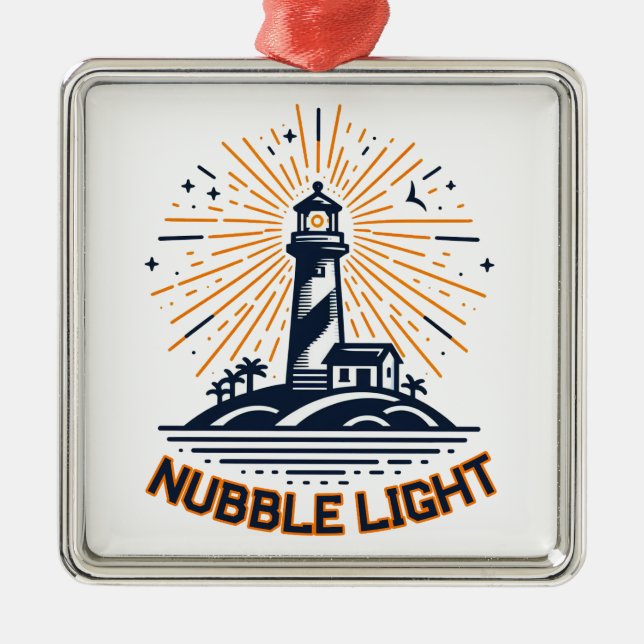 Nubble Light Maine Sunrise Metal Tree Decoration (Front)