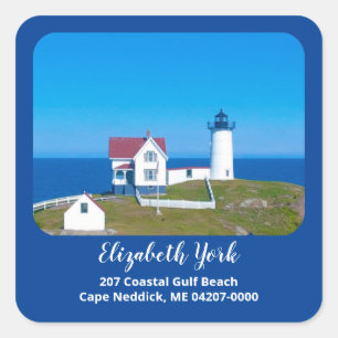 Nubble Light Navy Maine Lighthouse Return Address Square Sticker