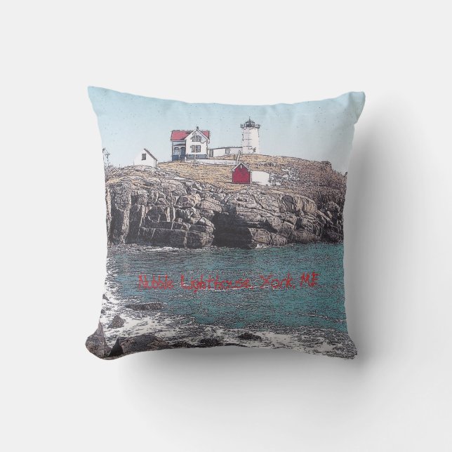 Nubble Lighthouse - American MoJo Pillow (Front)