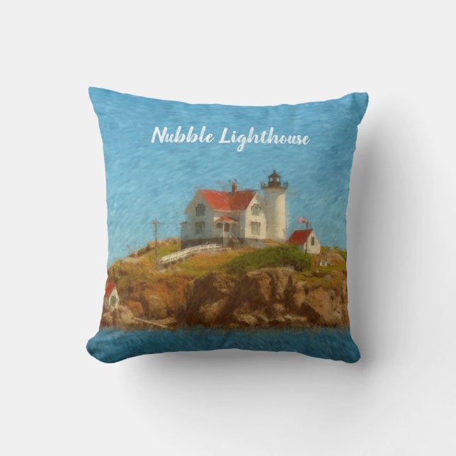 Nubble Lighthouse Customizable Cushion (Front)