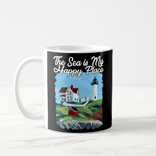 Nubble Lighthouse Maine Lighthouse Painting Summer Coffee Mug (Left)