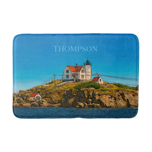 Nubble Lighthouse Maine Nautical Personalised Bath Mat