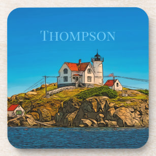 Nubble Lighthouse Maine Nautical Personalised Coaster