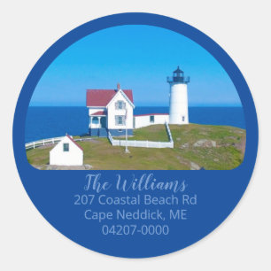 Nubble Lighthouse Round Return Address Label