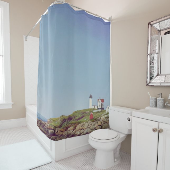 Nubble Lighthouse Shower Curtain (In Situ)